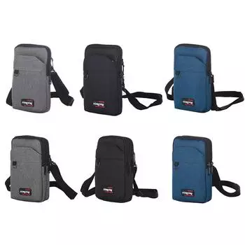 Мужские винтажные сумки на ремне с несколькими карманами, однотонные сумки на ремне, мужские холщовые мини-кошельки, кошелек Double layer серый