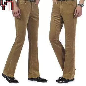Мужские винтажные вельветовые расклешенные брюки, длинные повседневные брюки-клеш 30