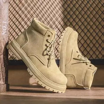 Мужские винтажные замшевые ботильоны осенние армейские ботинки модные зимние теплые ботинки на шнуровке для отдыха на открытом воздухе ботинки на шнуровке 44 хаки