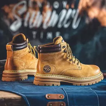 Мужские винтажные желтые ботинки Martin — обувь с высоким верхом для активного отдыха и походов на осень 39 (runs large by one size)