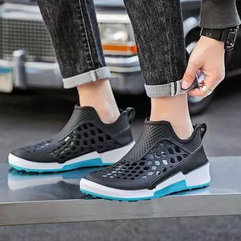 Мужские водные сапоги для работы и безопасности Дождевики Галоши для рыбалки Мужская кухонная обувь Маслостойкие нескользящие резиновые сапоги Обувь 39 чёрный