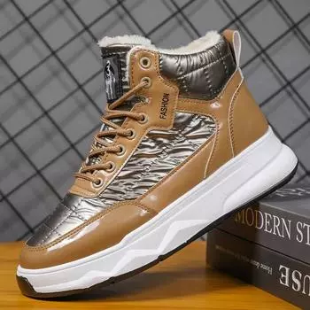 Мужские водонепроницаемые ботинки Amkle, высокие зимние мужские туфли, нескользящие кроссовки на шнуровке, мужская повседневная теплая спортивная обувь, обувь для отдыха на открытом воздухе 39 чёрный