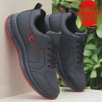 Мужские водонепроницаемые черные кожаные кроссовки для работы и отдыха на осень 41