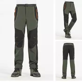 Мужские водонепроницаемые и теплые брюки для походов на открытом воздухе, бархатные брюки S чёрный