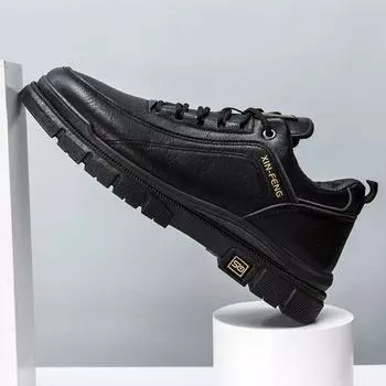 «Мужские водонепроницаемые кожаные ботинки Martin в стиле ретро — стильная, повседневная, универсальная обувь» 39 чёрный