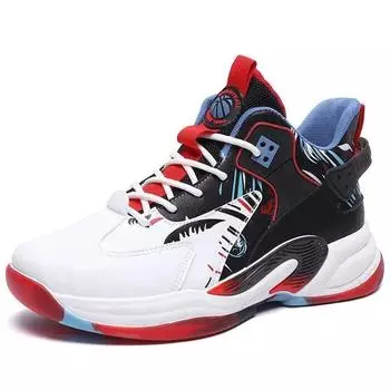 Мужские водонепроницаемые кожаные высокие баскетбольные кроссовки — универсальные, модные, повседневные туфли для папы для тренировок Size 44 фиолетовый/белый