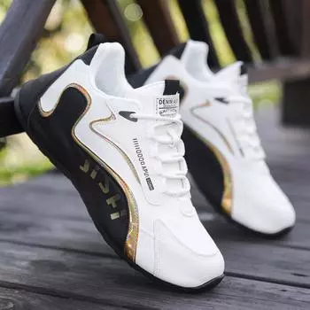Мужские водонепроницаемые кроссовки из искусственной кожи, мужские весенние легкие дышащие нескользящие повседневные кроссовки на плоской подошве 44 белый