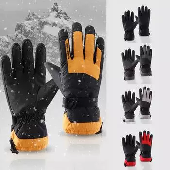 Мужские водонепроницаемые лыжные перчатки для катания на открытом воздухе, теплые, плюс флисовые ветрозащитные утолщенные перчатки красный