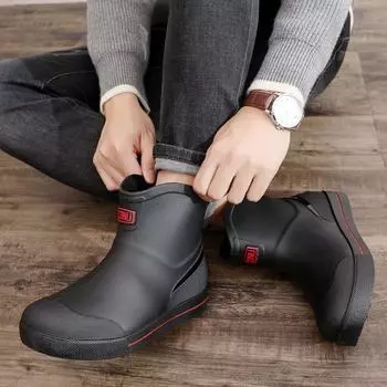 Мужские водонепроницаемые нескользящие резиновые рабочие ботинки для рыбалки и кухни, резиновые сапоги, устойчивые к запахам D-X5 single shoes; 42 чёрный/синий