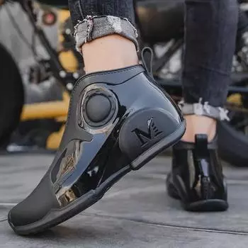 Мужские водонепроницаемые нескользящие резиновые сапоги для строительства и рыбалки — износостойкая рабочая обувь для отдыха на открытом воздухе. 44 коричневый