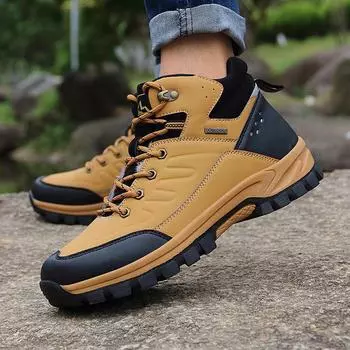 Мужские водонепроницаемые нескользящие зимние походные ботинки - высокие, утолщенные зимние ботинки 42 армия зеленый