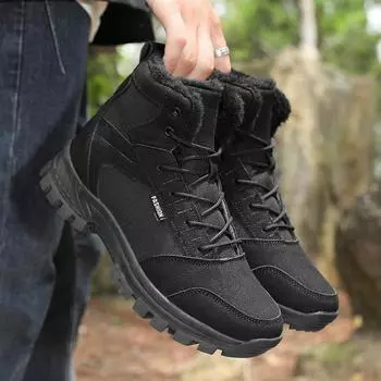 Мужские водонепроницаемые походные ботинки, зимние теплые прочные ботинки для снегоступов, скальные ботинки, ботинки для пустыни, большие размеры EU: 39 чёрный