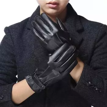 Мужские водонепроницаемые ветрозащитные перчатки из искусственной кожи с бархатной подкладкой для зимы: Удобный сенсорный экран для езды на велосипеде и вождения на открытом воздухе One Size белый