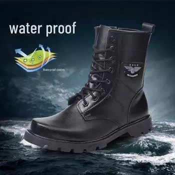 Мужские водонепроницаемые военные ботинки - высокие, весна/осень, для активного отдыха, безопасности, дизайн с крючками. 43