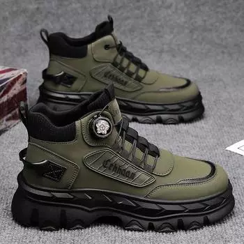 Мужские водонепроницаемые высокие ботинки Martin в стиле ретро — зимняя бархатная подкладка, нескользящая, увеличивающая рост рабочая обувь для улицы 43