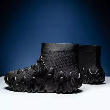 Мужские водонепроницаемые зимние ботинки из ПВХ средней высоты с толстой нескользящей подошвой, модные, теплые, повседневные резиновые ботинки двойного назначения. Size 39