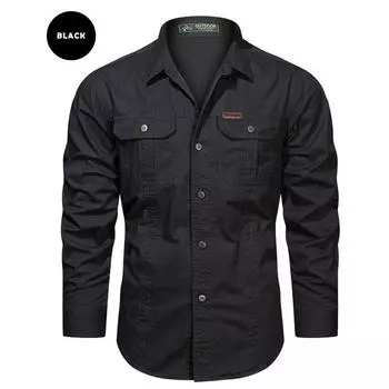 Мужские военные армейские рубашки с длинным рукавом, повседневная тактическая рабочая футболка с карманом на пуговицах XL бежевый