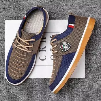 Мужские вулканизированные туфли с мягкой подошвой для вождения, модные рабочие туфли на плоской подошве со шнуровкой, дизайнерские мужские парусиновые туфли больших размеров Zapatos Hombres 39 синий