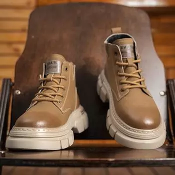 Мужские высокие ботинки Martin 2024 года осень/зима — рабочие ботинки в британском стиле с толстой подошвой в стиле ретро из мягкой кожи и подошвы. 44 чёрный