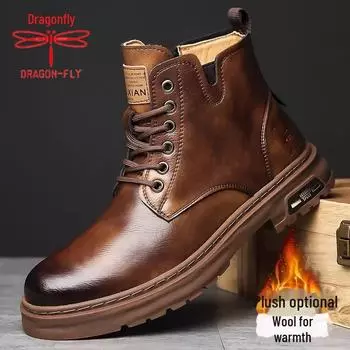Мужские высокие ботинки Martin из натуральной кожи Dragonfly — повседневная рабочая обувь на мягкой подошве для осени и зимы 41