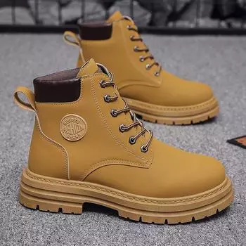Мужские высокие ботинки Martin в стиле ретро желтого цвета, осень 2024 г. — кожаные, универсальные, рабочие ботинки в британском стиле 42