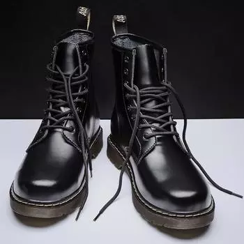 Мужские высокие ботинки Martin — зимняя кожаная рабочая обувь в британском и корейском стиле, универсальная модная повседневная обувь с бархатом, осенняя коллекция 41