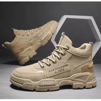 Мужские высокие ботинки, модные черные мотоциклетные ботинки, уличные теплые ботинки на платформе, мужские кожаные ботинки на шнуровке Bota Masculina 39