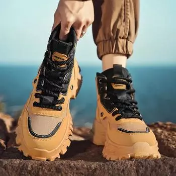 Мужские высокие ботинки, модные уличные кроссовки на платформе в британском стиле в стиле ретро, повседневные походные туфли на шнуровке, рабочая обувь в уличном стиле 2025 39