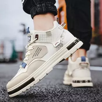 Мужские высокие дышащие кроссовки для молодежи, со шнуровкой спереди, с круглым носком, повседневные кроссовки для сёрфинга 44 белый