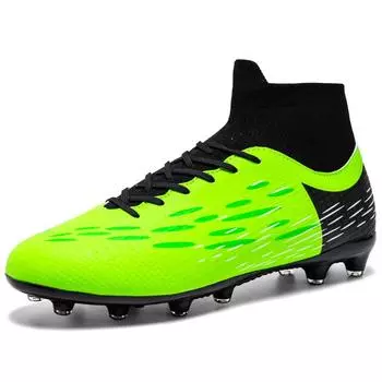 Мужские высокие футбольные бутсы большого размера 34–45, детский искусственный газон AG, зеленые футбольные бутсы с длинными ногтями, тренировочные черные кроссовки 34 чёрный