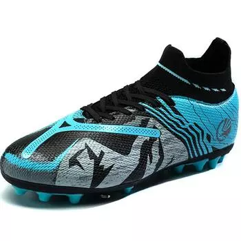 Мужские высокие футбольные бутсы большого размера 34–45, детский искусственный газон AG, зеленые футбольные бутсы с длинными ногтями, тренировочные черные кроссовки 34 розовый/белый