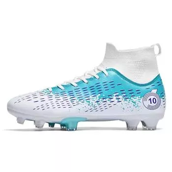 Мужские высокие футбольные бутсы большого размера 35-48, детский искусственный газон AG, зеленые футбольные бутсы с длинными ногтями, тренировочные черные кроссовки 35 белый