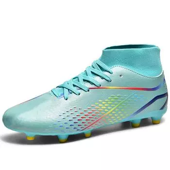 Мужские высокие футбольные бутсы с длинными ногтями, спортивная обувь с искусственным газоном, профессиональная тренировка, футбольные бутсы большого размера для молодежи 36 чёрный