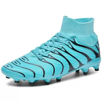 Мужские высокие футбольные бутсы с длинными гвоздями, нескользящие, износостойкие, из искусственного материала TPR Corthiro, детские футбольные бутсы для активного отдыха 36 чёрный/золотой