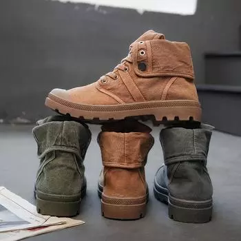 Мужские высокие холщовые кроссовки в корейском стиле: Модная молодежная повседневная обувь 43 серый