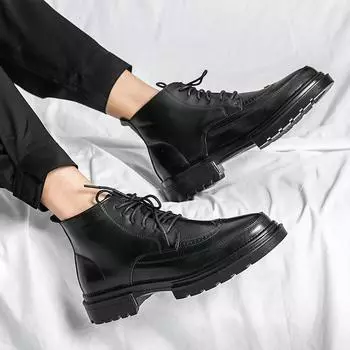 Мужские высокие кеды, мужские модные мотоциклетные ботинки, новое поступление, британские винтажные кожаные ботинки, мужские повседневные ботильоны 38 чёрный