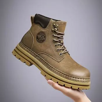 Мужские высокие короткие зимние ботинки, ботильоны, повседневная обувь из плюша для активного отдыха 39 жёлтый