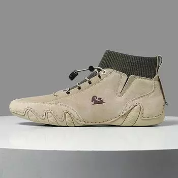 Мужские высокие кожаные ботинки LDECK с бархатной подкладкой — стиль «Мартин» ручной работы с хлопковой подкладкой, идеально подходят для осени и зимы. 43