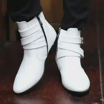 Мужские высокие кожаные ботинки Martin - британский стиль, острый носок, повседневные, доступны большие размеры 44