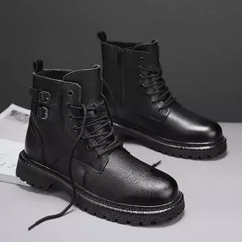 Мужские высокие кожаные ботинки на молнии Ботильоны для активного отдыха Мягкая обувь 39 хаки
