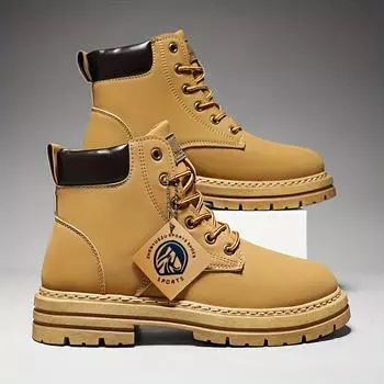 Мужские высокие кожаные ботинки, повседневный/университетский/уличный стиль, однотонный, с короткой щиколоткой, круглый носок - модная мужская обувь 39 чёрный