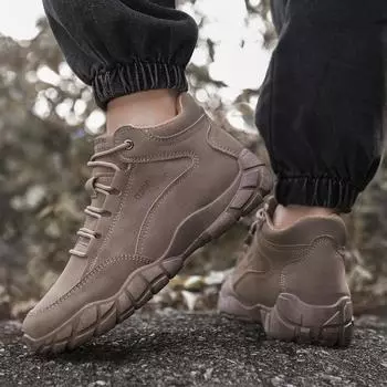 Мужские высокие кроссовки для отдыха на открытом воздухе, повседневные ботинки для ходьбы на осень, ботильоны, модная нескользящая походная обувь 39 чёрный