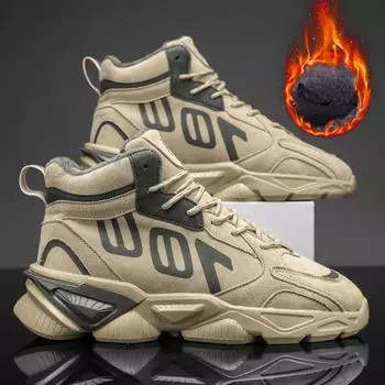Мужские высокие кроссовки для повседневного баскетбола, спортивная обувь для тенниса, удобные кроссовки для бега, теплые плюшевые кроссовки для активного отдыха 39