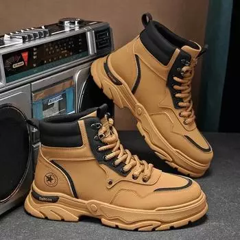 Мужские высокие кроссовки для работы на открытом воздухе, защитные ботинки для альпинизма, нескользящие ботинки для мужчин, ботинки на платформе со шнуровкой Botas Hombre 39 коричневый