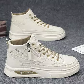 Мужские высокие кроссовки для серфинга на осень и зиму 2025 года, новые повседневные маленькие белые туфли, универсальные студенческие спортивные туфли на все времена года, модная обувь для школьного сезона 39 белый