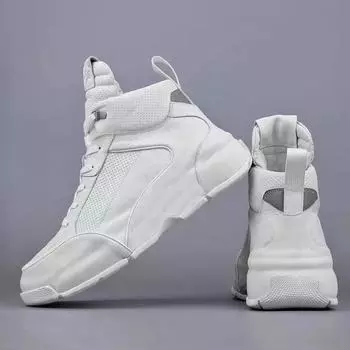 Мужские высокие кроссовки на толстой подошве, модные кожаные повседневные кроссовки для сноуборда, невидимая внутренняя часть, увеличивающая рост, нескользящая спортивная обувь 39 белый