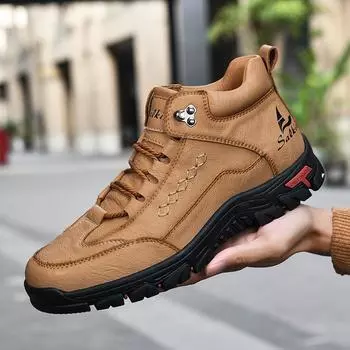 Мужские высокие мокасины Independent Station большого размера с нескользящими дышащими латексными стельками, сшитые вручную походные туфли 38