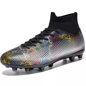 Мужские высокие носки 33–47, футбольные бутсы с длинными ногтями, тренировочные детские молодежные кроссовки для соревнований, футбольные бутсы 43 синий/белый