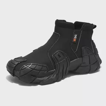 Мужские высокие повседневные туфли без застежек: Нескользящая, износостойкая обувь для активного отдыха на природе для осени и зимы 45 чёрный