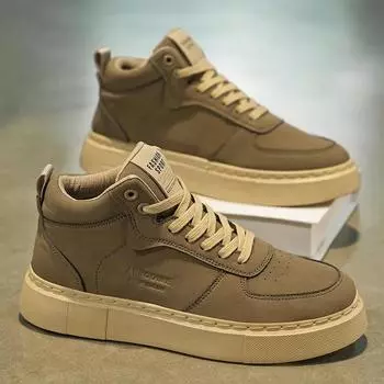 Мужские высокие повседневные туфли на шнуровке, удобные мужские кроссовки, дизайнерские нескользящие ботильоны на платформе, мужские прогулочные туфли Tenis Masculino 39 чёрный